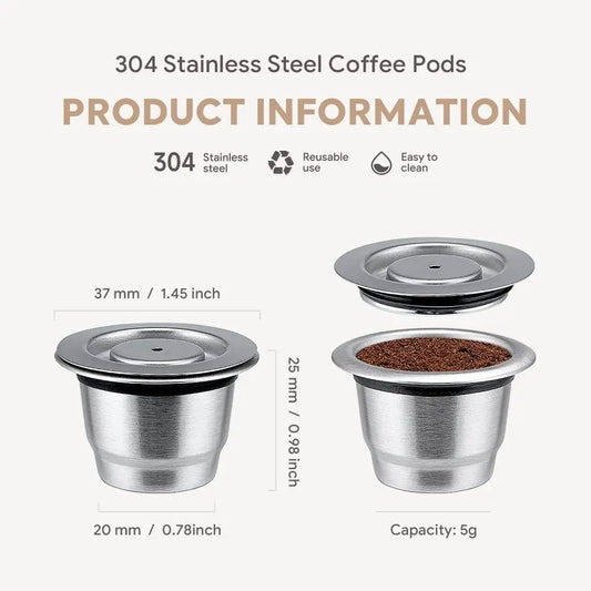 Reusable Stainless Steel Coffee Capsule for Nespresso – Refillable Espresso Pods Compatible with Essenza Mini, Inissia & Pixie - SQN station By 22GM-style