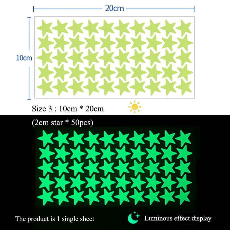 Glow in the Dark Star Wall Stickers – Luminous Kids Room & Bedroom Decoration - SQN station By 22GM-style