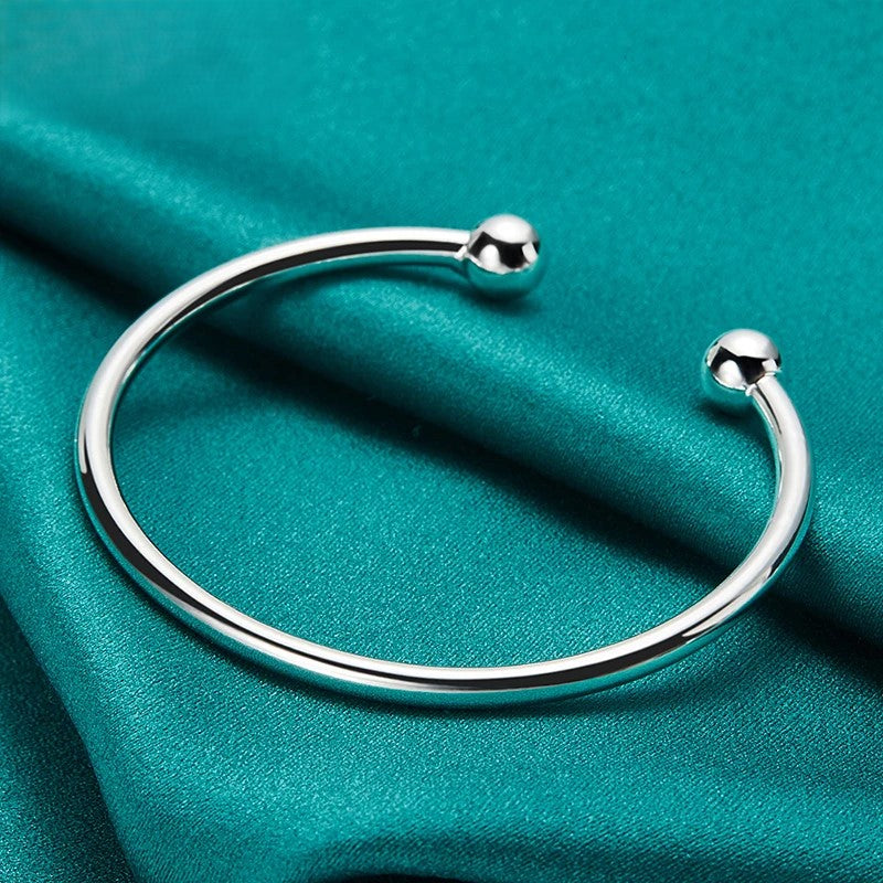 925 Sterling Silver 4mm Bead Bracelet – Minimal Solid Silver Jewelry - SQN station By 22GM-style