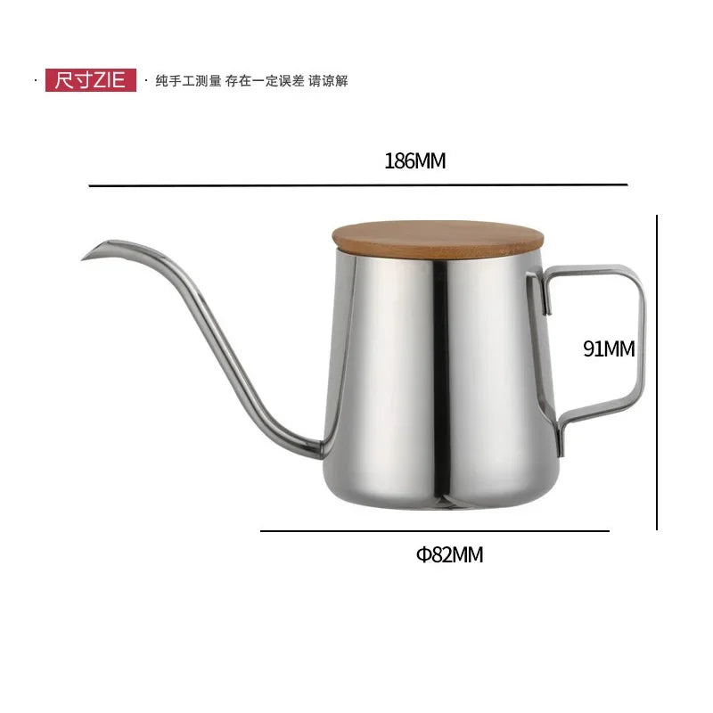 Stainless Steel Drip Kettle – 250ml/350ml Gooseneck Coffee & Tea Pot with Bamboo Lid for Pour Over - SQN station By 22GM-style