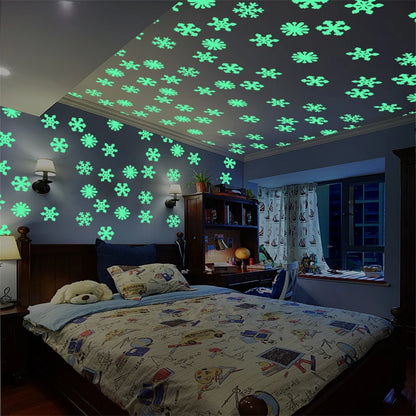 50pcs Glow Snowflake Wall Stickers – Luminous Christmas & Kids Room Decor Decals - SQN station By 22GM-style