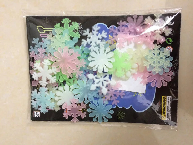 50pcs Glow Snowflake Wall Stickers – Luminous Christmas & Kids Room Decor Decals - SQN station By 22GM-style