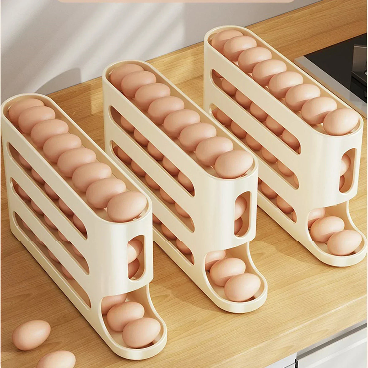 4 Layer Sliding Egg Storage Box – Automatic Rolling Refrigerator Egg Organizer - SQN station By 22GM-style