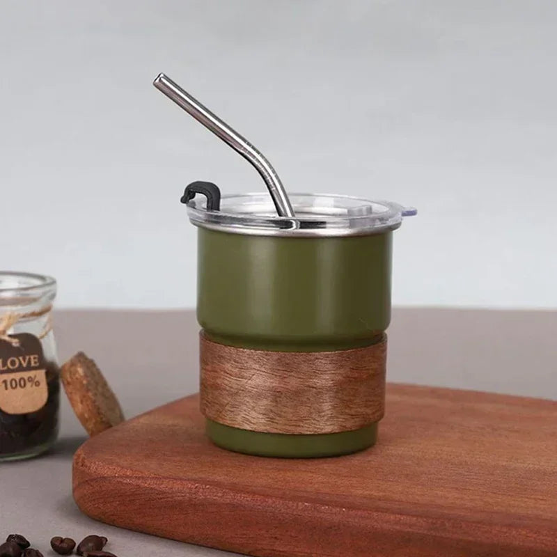 300ml Stainless Steel Camping Coffee Mug with Lid – Portable Heat-Resistant Outdoor Cup - SQN station By 22GM-style