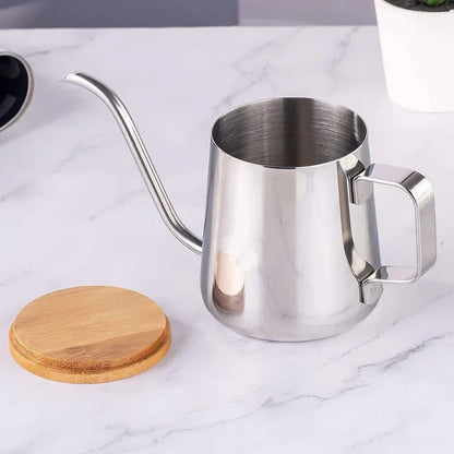 Stainless Steel Drip Kettle – 250ml/350ml Gooseneck Coffee & Tea Pot with Bamboo Lid for Pour Over - SQN station By 22GM-style