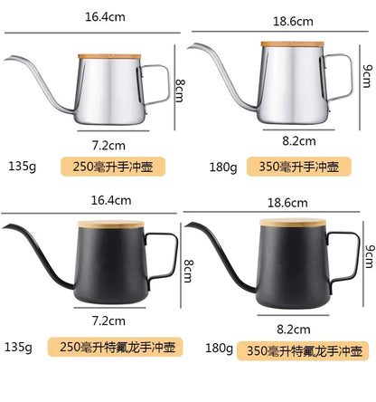 Stainless Steel Drip Kettle – 250ml/350ml Gooseneck Coffee & Tea Pot with Bamboo Lid for Pour Over - SQN station By 22GM-style