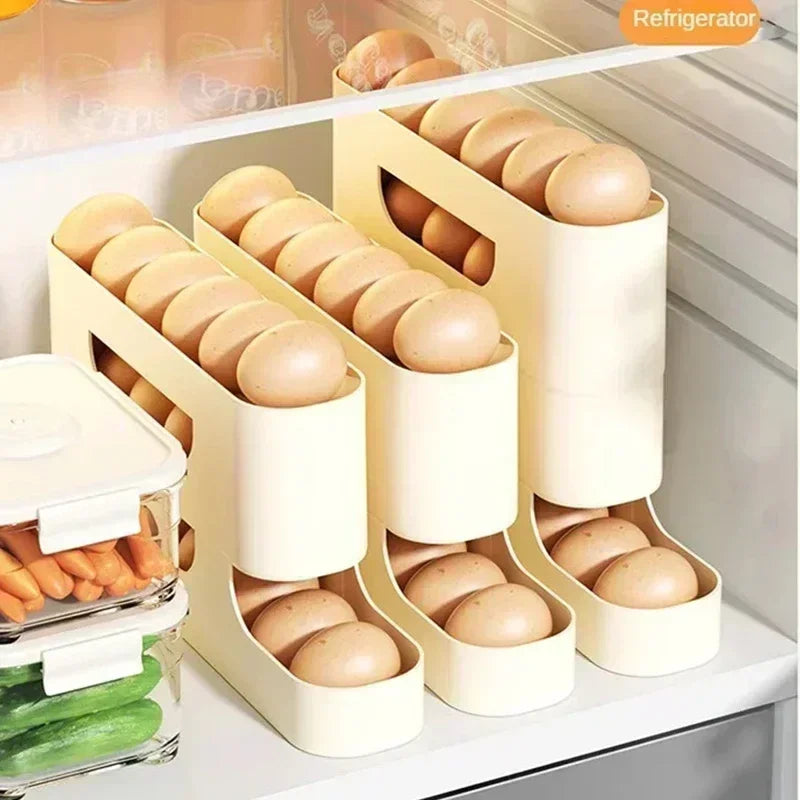 4 Layer Sliding Egg Storage Box – Automatic Rolling Refrigerator Egg Organizer - SQN station By 22GM-style