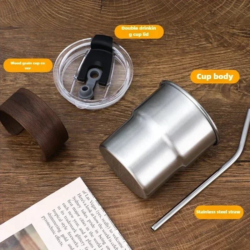 300ml Stainless Steel Camping Coffee Mug with Lid – Portable Heat-Resistant Outdoor Cup - SQN station By 22GM-style