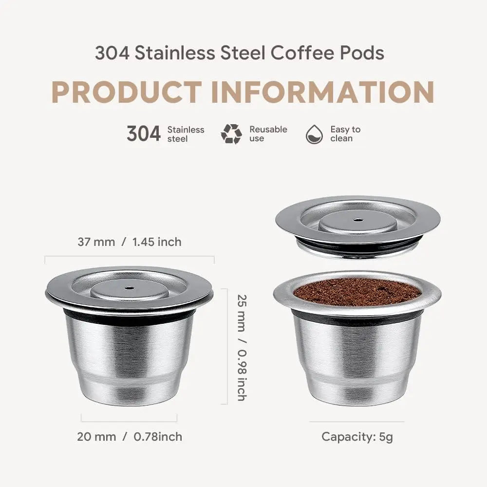 Reusable Stainless Steel Coffee Capsule for Nespresso – Refillable Espresso Pods Compatible with Essenza Mini, Inissia & Pixie - SQN station By 22GM-style
