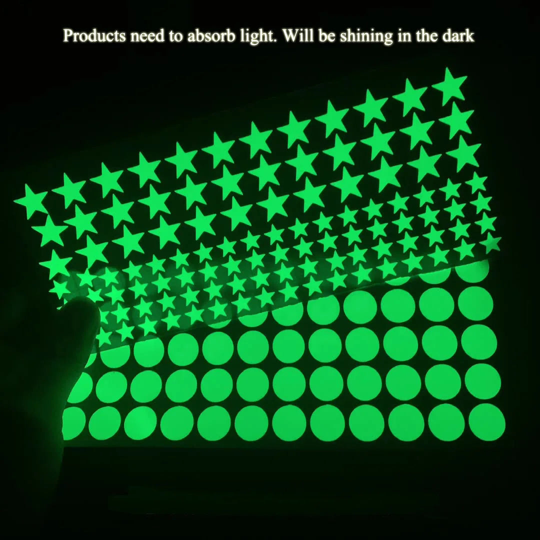 Glow in the Dark Star Wall Stickers – Luminous Kids Room & Bedroom Decoration - SQN station By 22GM-style