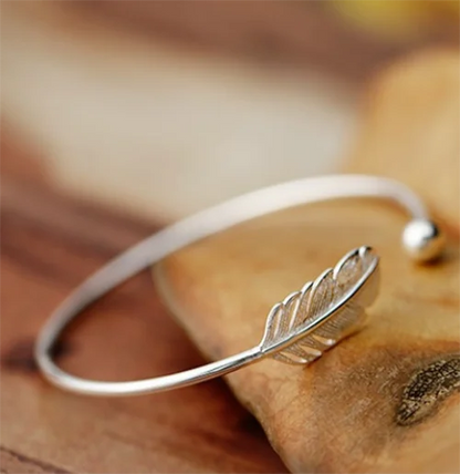 925 Sterling Silver Angel Feather Arm Cuff – Lucky Designer Bracelet for Women - SQN station By 22GM-style