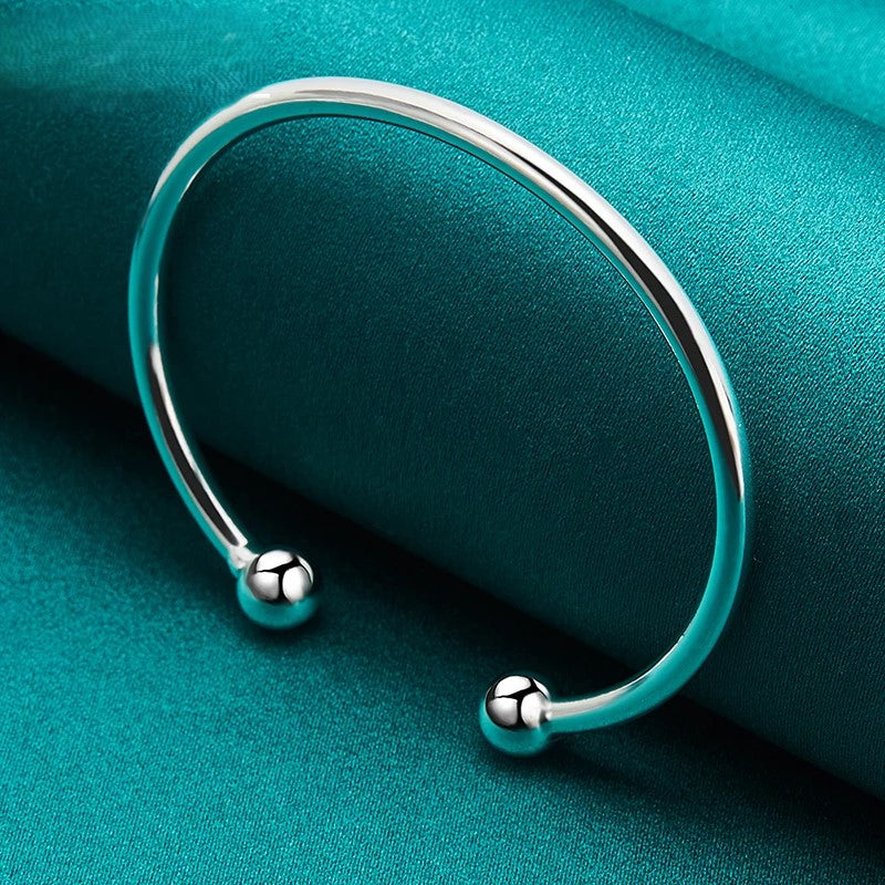 925 Sterling Silver 4mm Bead Bracelet – Minimal Solid Silver Jewelry - SQN station By 22GM-style