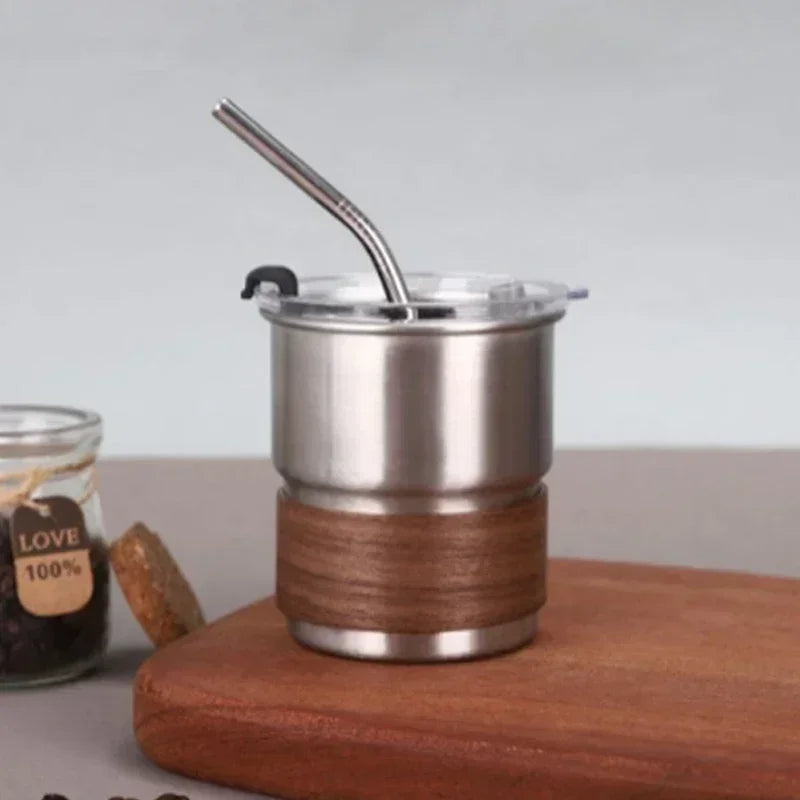 300ml Stainless Steel Camping Coffee Mug with Lid – Portable Heat-Resistant Outdoor Cup - SQN station By 22GM-style