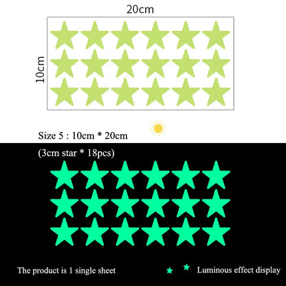 Glow in the Dark Star Wall Stickers – Luminous Kids Room & Bedroom Decoration - SQN station By 22GM-style