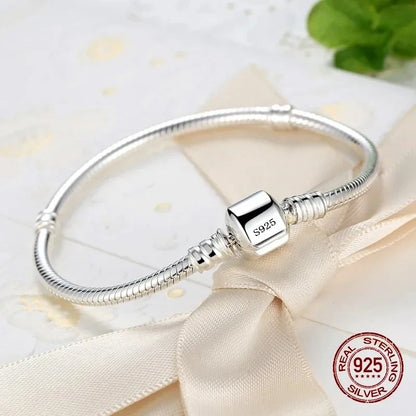 925 Sterling Silver Snake Chain Charm Bracelet – Smooth Handmade Fine Jewelry - SQN station By 22GM-style