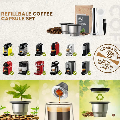 Reusable Stainless Steel Coffee Capsule for Nespresso – Refillable Espresso Pods Compatible with Essenza Mini, Inissia & Pixie - SQN station By 22GM-style