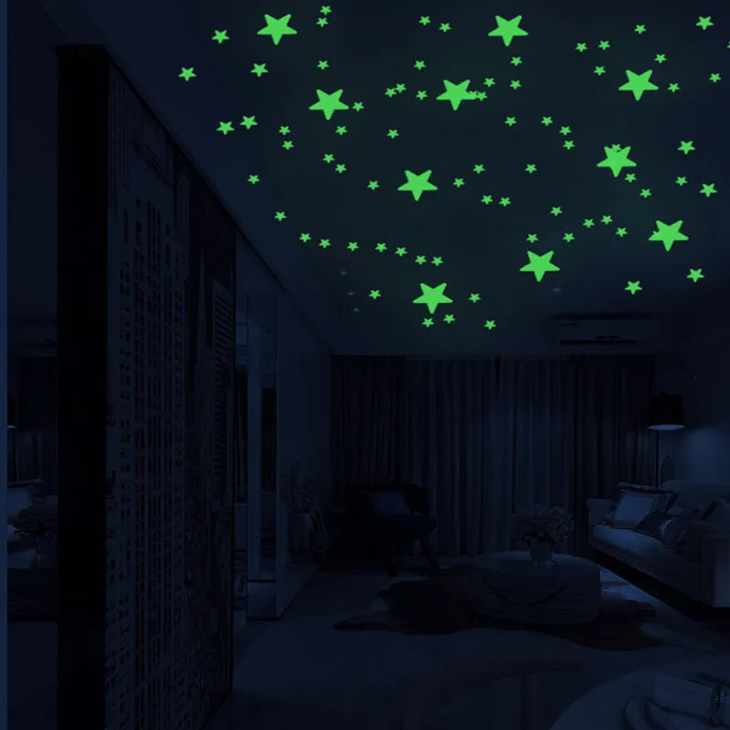 Glow in the Dark Star Wall Stickers – Luminous Kids Room & Bedroom Decoration - SQN station By 22GM-style