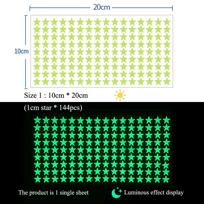 Glow in the Dark Star Wall Stickers – Luminous Kids Room & Bedroom Decoration - SQN station By 22GM-style