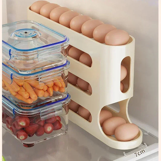 4 Layer Sliding Egg Storage Box – Automatic Rolling Refrigerator Egg Organizer - SQN station By 22GM-style