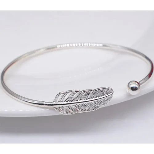 925 Sterling Silver Angel Feather Arm Cuff – Lucky Designer Bracelet for Women - SQN station By 22GM-style