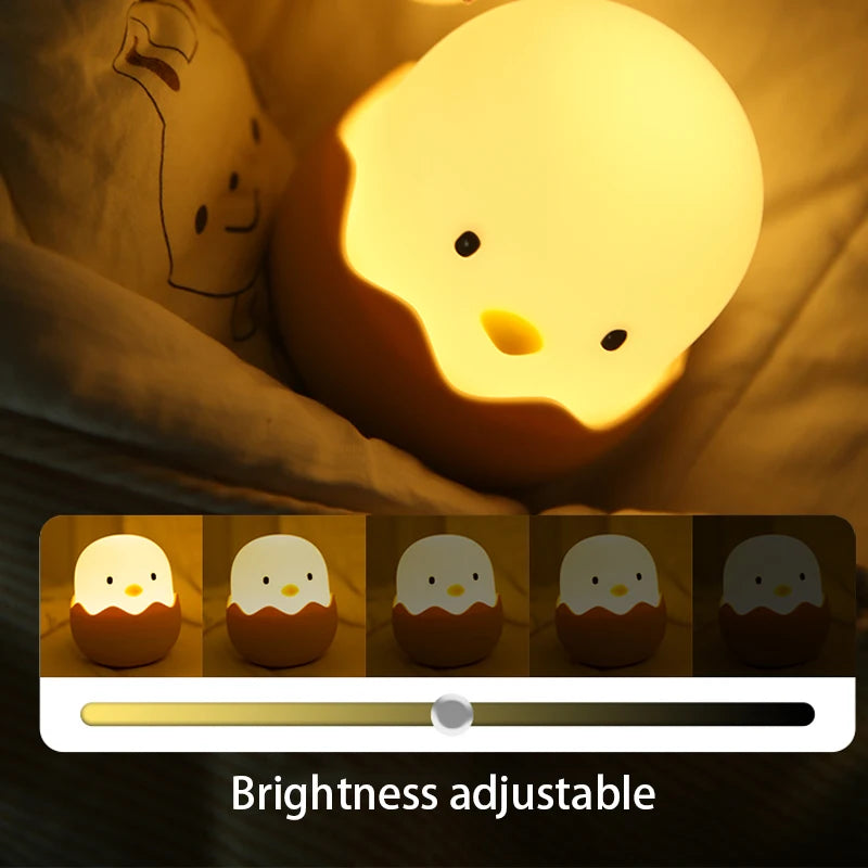 Eggshell LED Night Light – Cute Cartoon Touch Lamp with Adjustable Warm Light, Rechargeable for Kids Bedroom - SQN station By 22GM-style