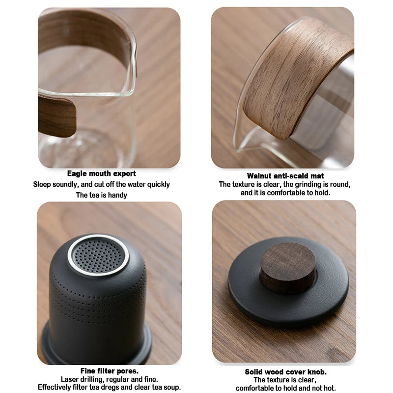 4pcs Kuai Ke Cup Travel Tea Set Carrying Bag Kung Fu Tea Cup Glass 1 Pot 3 Ceramic Cup Outdoor Teapot Small Set Cup Set - SQN station