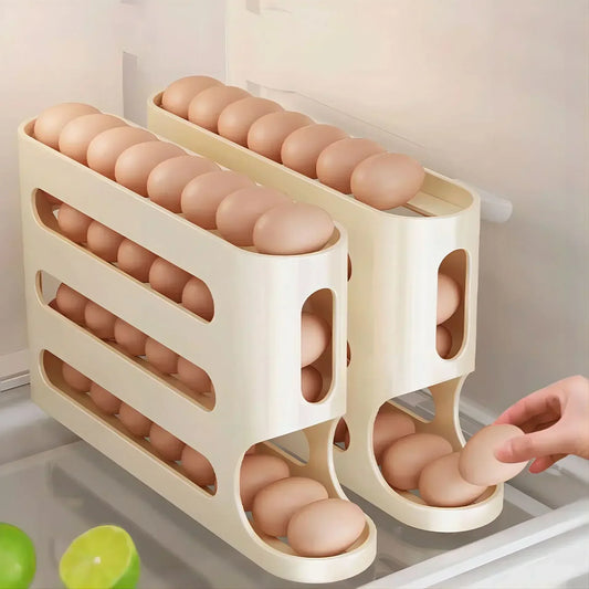 4 Layer Sliding Egg Storage Box – Automatic Rolling Refrigerator Egg Organizer - SQN station By 22GM-style