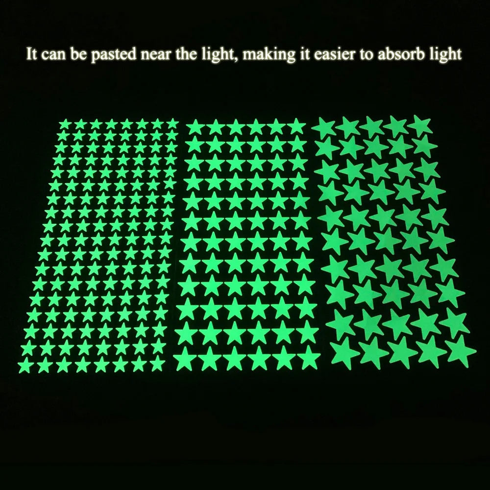 Glow in the Dark Star Wall Stickers – Luminous Kids Room & Bedroom Decoration - SQN station By 22GM-style