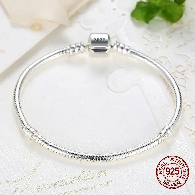 925 Sterling Silver Snake Chain Charm Bracelet – Smooth Handmade Fine Jewelry - SQN station By 22GM-style