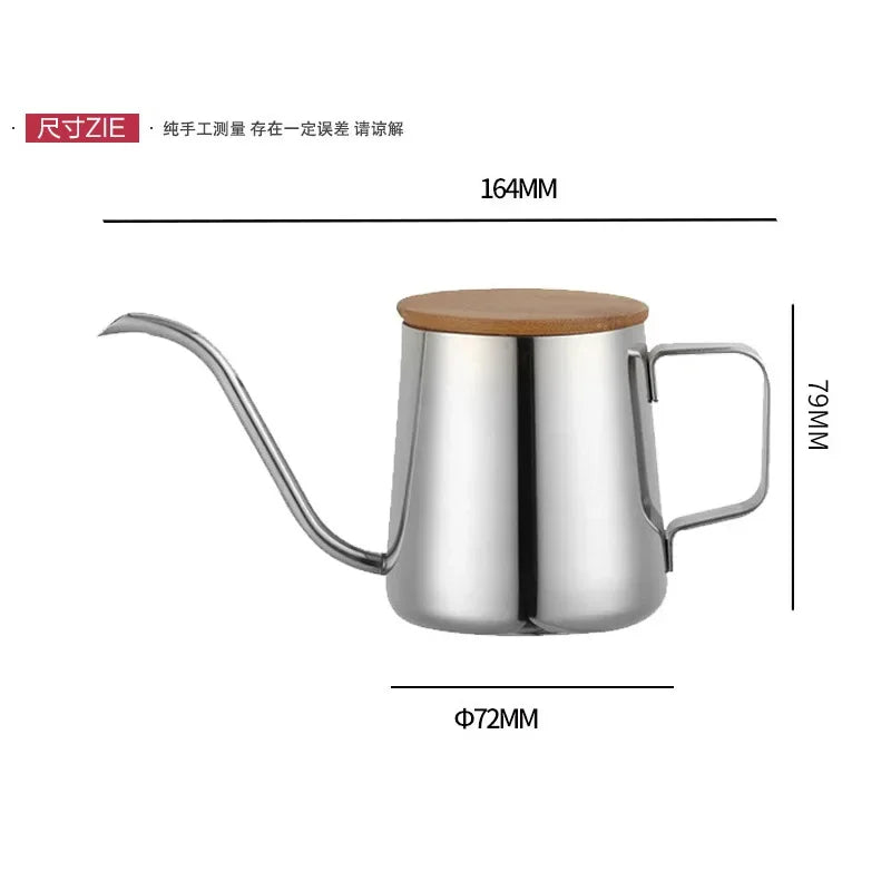 Stainless Steel Drip Kettle – 250ml/350ml Gooseneck Coffee & Tea Pot with Bamboo Lid for Pour Over - SQN station By 22GM-style