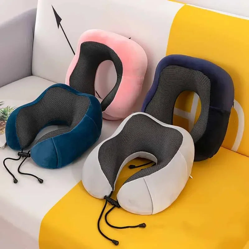 U-Shaped Memory Foam Neck Pillow – Soft Travel & Cervical Support Pillow for Airplane & Sleep - SQN station By 22GM-style