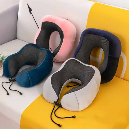 U-Shaped Memory Foam Neck Pillow – Soft Travel & Cervical Support Pillow for Airplane & Sleep - SQN station By 22GM-style