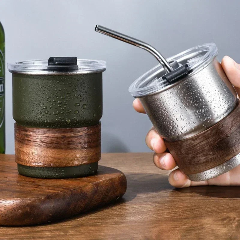 300ml Stainless Steel Camping Coffee Mug with Lid – Portable Heat-Resistant Outdoor Cup - SQN station By 22GM-style