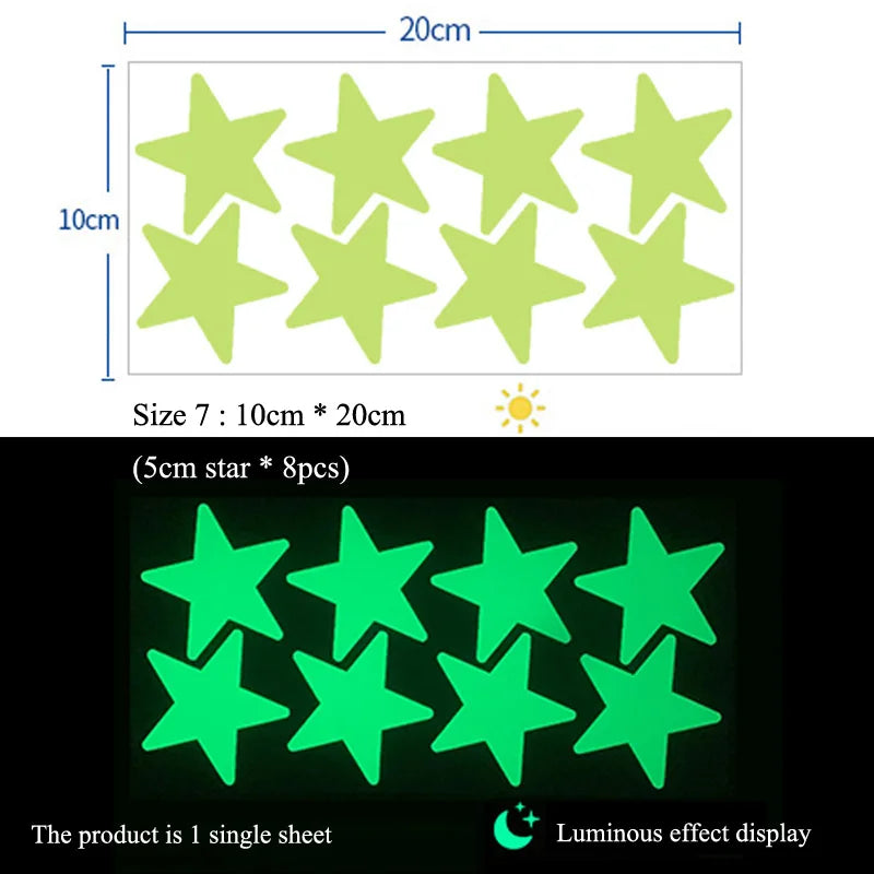 Glow in the Dark Star Wall Stickers – Luminous Kids Room & Bedroom Decoration - SQN station By 22GM-style