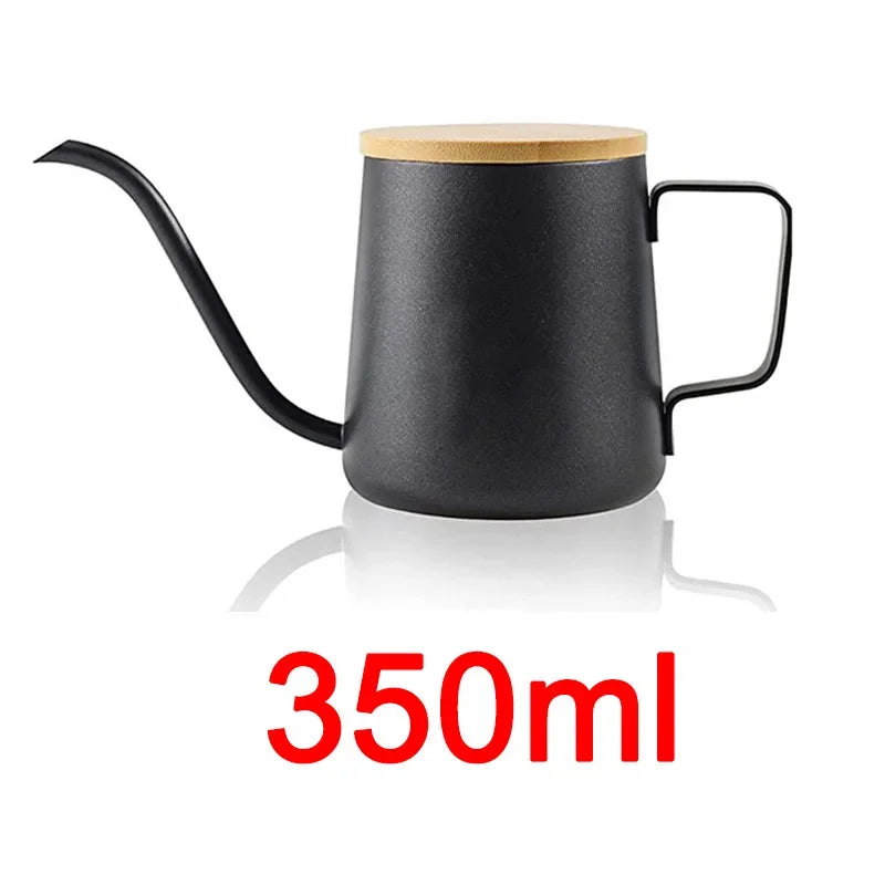 Stainless Steel Drip Kettle – 250ml/350ml Gooseneck Coffee & Tea Pot with Bamboo Lid for Pour Over - SQN station By 22GM-style