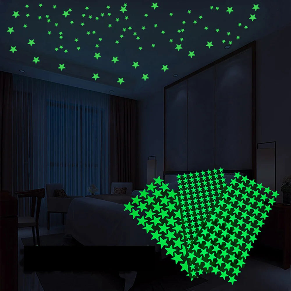 Glow in the Dark Star Wall Stickers – Luminous Kids Room & Bedroom Decoration - SQN station By 22GM-style