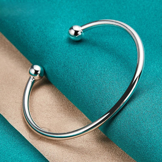 925 Sterling Silver 4mm Bead Bracelet – Minimal Solid Silver Jewelry - SQN station By 22GM-style