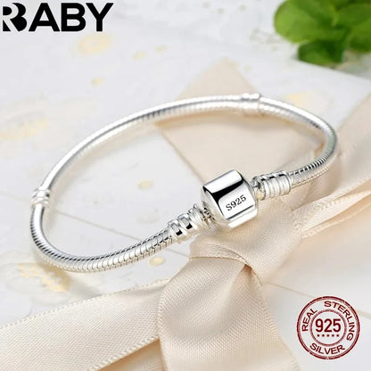 925 Sterling Silver Snake Chain Charm Bracelet – Smooth Handmade Fine Jewelry - SQN station By 22GM-style