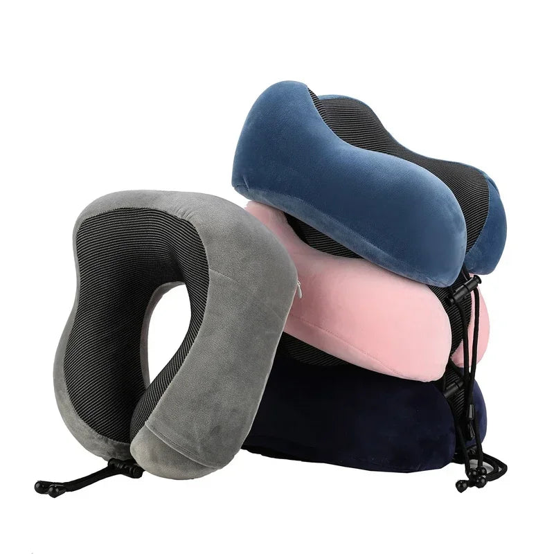 U-Shaped Memory Foam Neck Pillow – Soft Travel & Cervical Support Pillow for Airplane & Sleep - SQN station By 22GM-style
