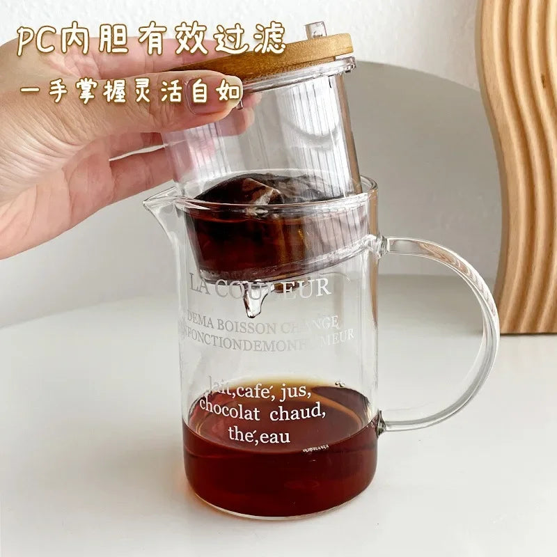 Glass Tea Separation Cup – Large Capacity Heat-Resistant Mug with Infuser for Flower Tea or Office Use