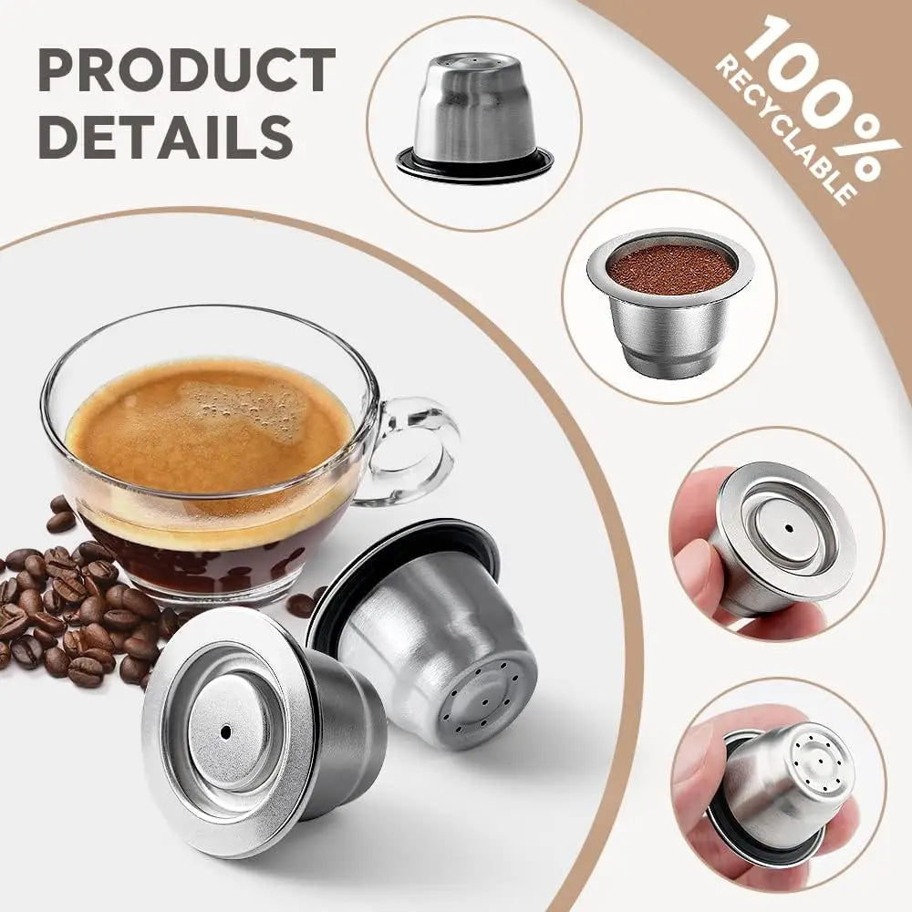 Reusable Stainless Steel Coffee Capsule for Nespresso – Refillable Espresso Pods Compatible with Essenza Mini, Inissia & Pixie - SQN station By 22GM-style