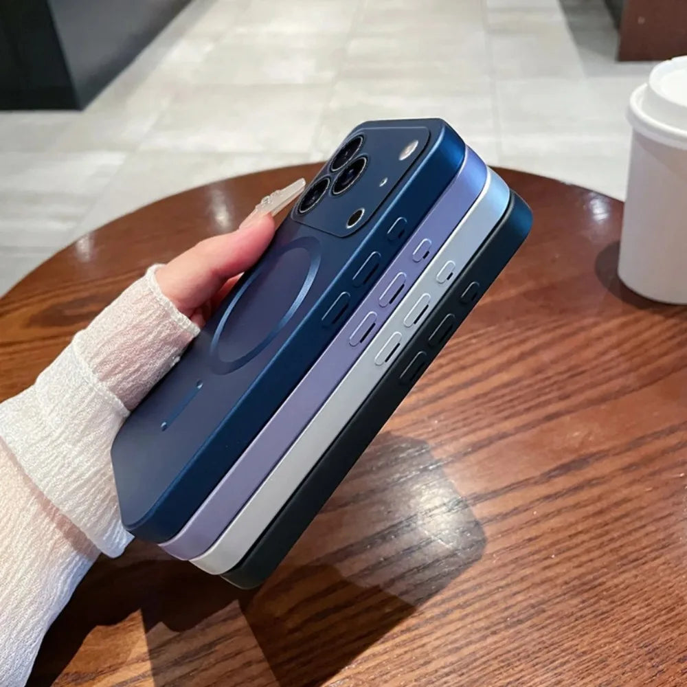 Metallic Magnetic MagSafe Case – Soft Protective Case for iPhone 12–17 Series with Lens Guard - SQN station By 22GM-style