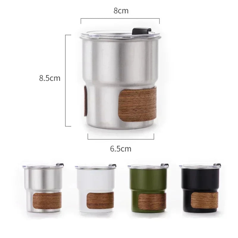 300ml Stainless Steel Camping Coffee Mug with Lid – Portable Heat-Resistant Outdoor Cup - SQN station By 22GM-style