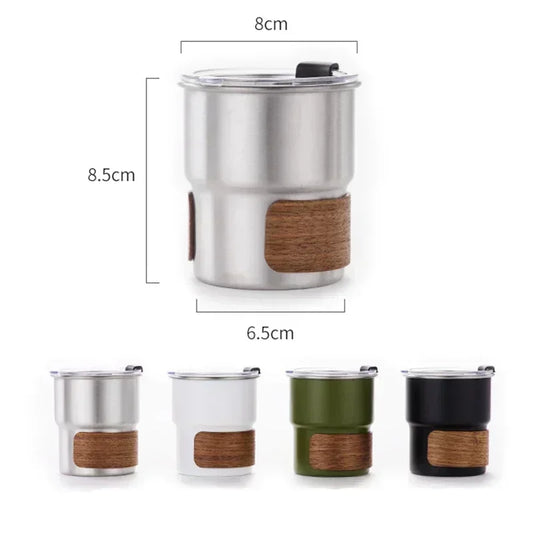 300ml Stainless Steel Camping Coffee Mug with Lid – Portable Heat-Resistant Outdoor Cup - SQN station By 22GM-style
