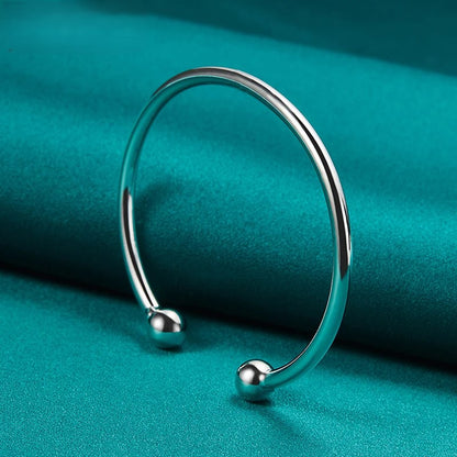 925 Sterling Silver 4mm Bead Bracelet – Minimal Solid Silver Jewelry - SQN station By 22GM-style