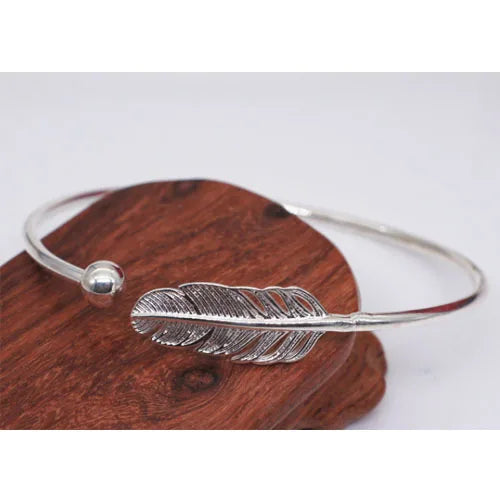 925 Sterling Silver Angel Feather Arm Cuff – Lucky Designer Bracelet for Women - SQN station By 22GM-style