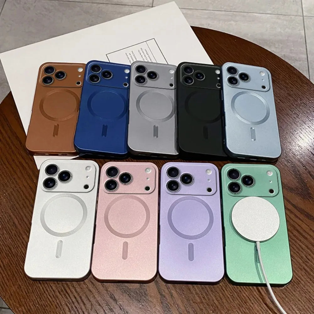 Metallic Magnetic MagSafe Case – Soft Protective Case for iPhone 12–17 Series with Lens Guard - SQN station By 22GM-style