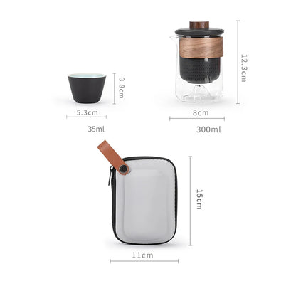 4pcs Kuai Ke Cup Travel Tea Set Carrying Bag Kung Fu Tea Cup Glass 1 Pot 3 Ceramic Cup Outdoor Teapot Small Set Cup Set - SQN station