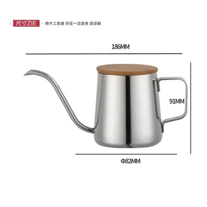 Stainless Steel Drip Kettle – 250ml/350ml Gooseneck Coffee & Tea Pot with Bamboo Lid for Pour Over - SQN station By 22GM-style
