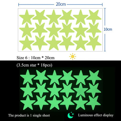 Glow in the Dark Star Wall Stickers – Luminous Kids Room & Bedroom Decoration - SQN station By 22GM-style